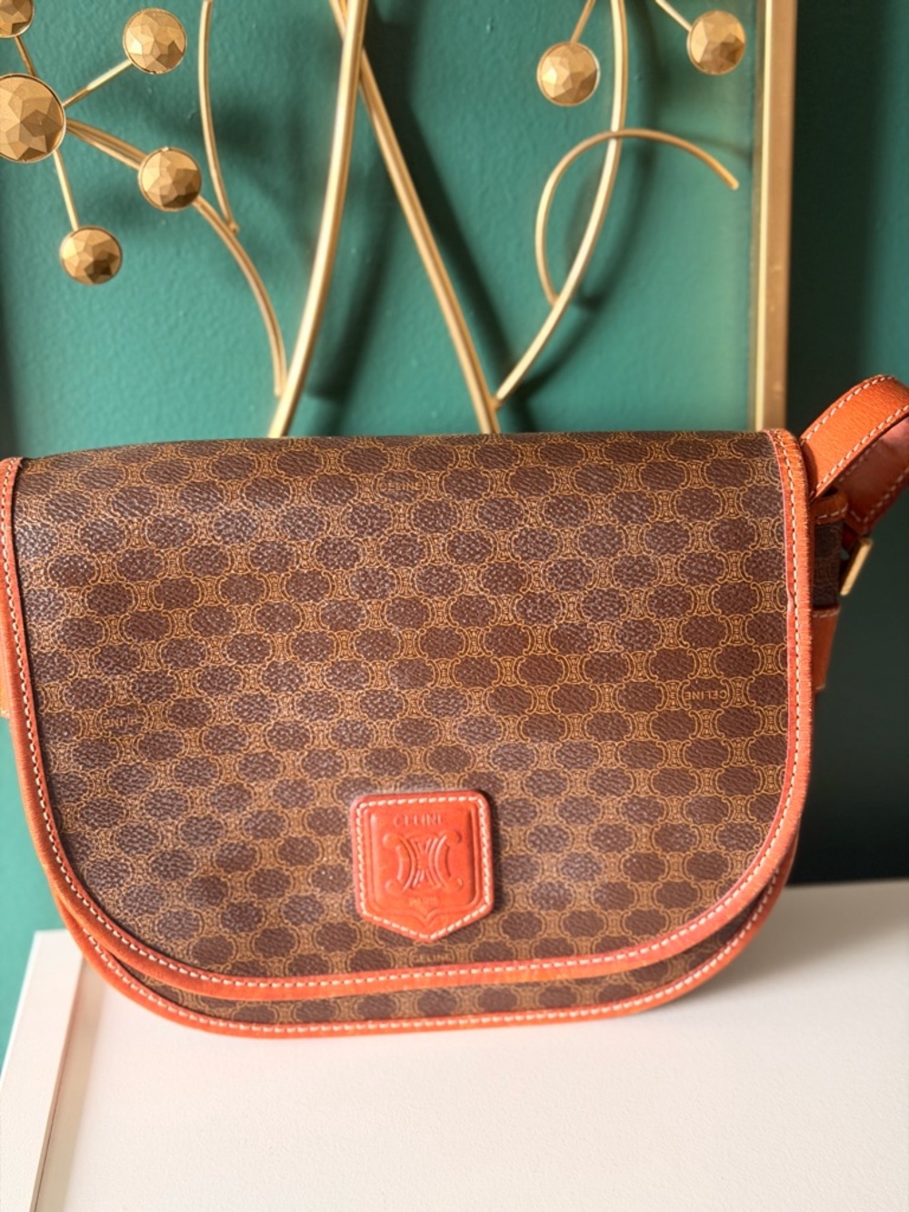 Vintage Celine Macadam monogram canvas crossbody bag